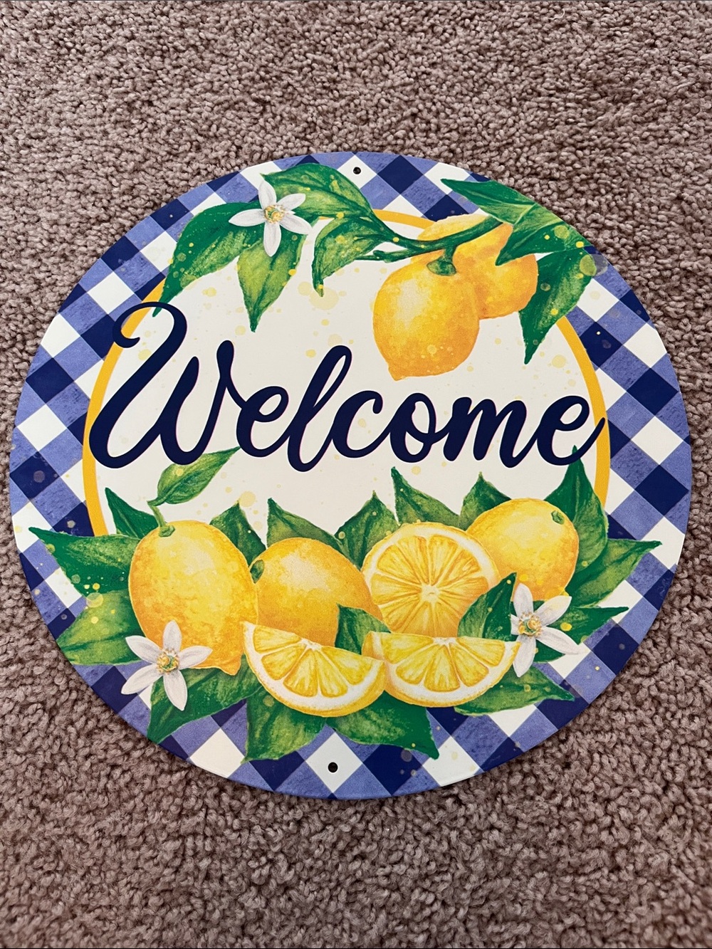 Welcome Sign on 12 inch Round Metal Sign